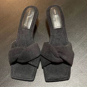 NWT Good American Terry Kickstand Mule Black Heels